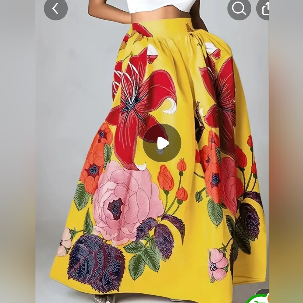 Floral Print Plus Size Maxi Skirt